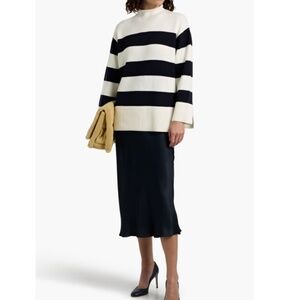 VINCE. Striped wool and cotton-blend turtleneck sweater